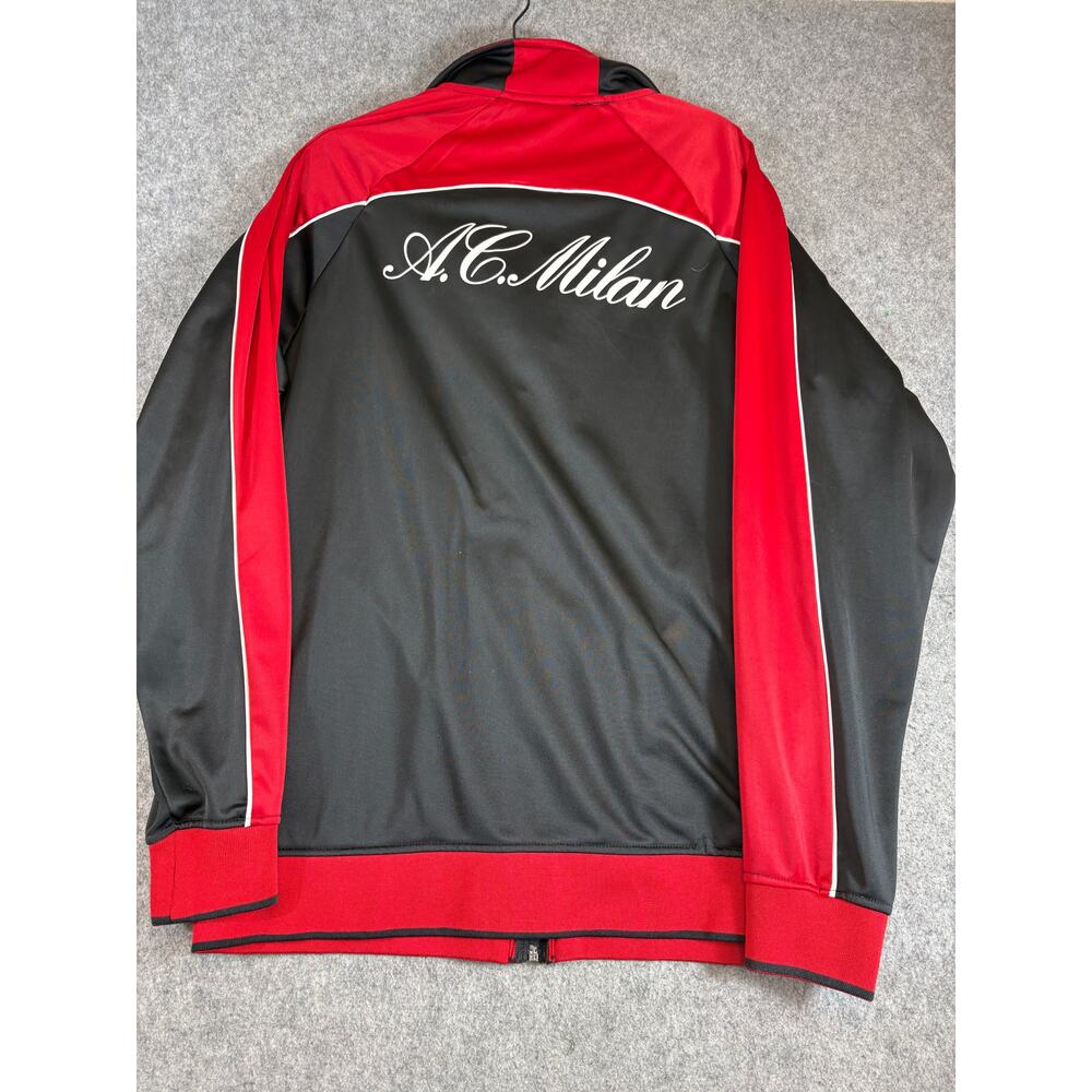 AC Milan Track Jacket Mens XL Black Red Colorblock Full Zip Soccer Football Club